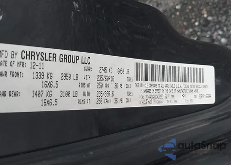 2012 Dodge Grand Caravan Se/Avp from USA, damaged, VIN 2C4RDGBGXCR231707